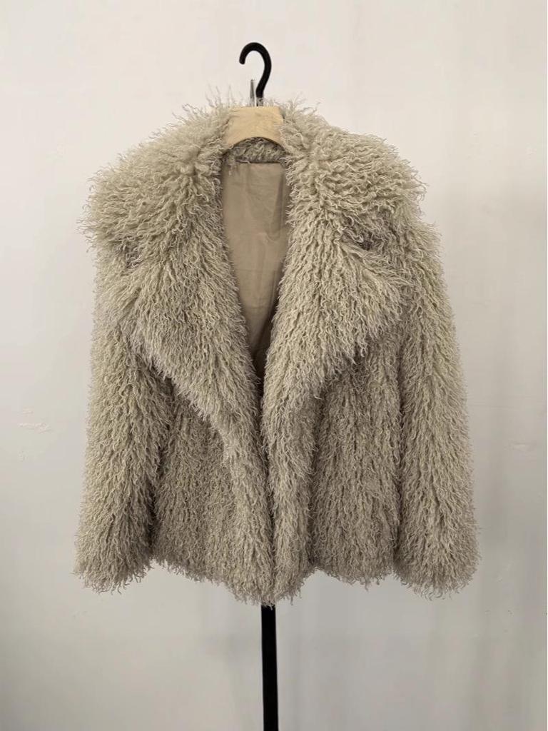 Winter Faux Fur Imitation Tan Sheepskin Short Coat