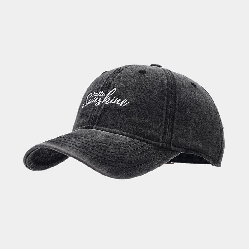 Spring new British retro letter embroidered baseball cap trendy men and women casual washed old soft top cap
