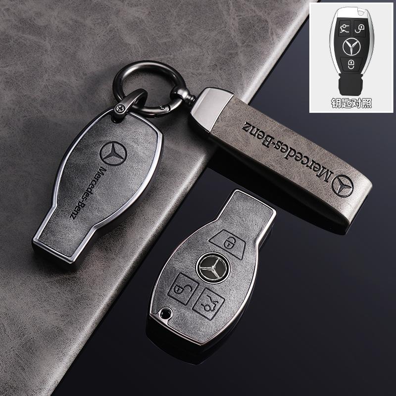 VFO1 For Mercedes-Benz TPU Car Key Cover E-Class/Class E300L/C260L/A200L Car Key Decorative Leather Pattern All-Pack Protective Case