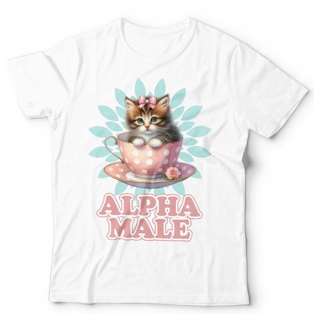 T-shirt Mâle Alpha Chat Tasse Unisexe Drôle Mignon Chaton Petit Ami Mari Cadeau Rétro