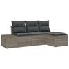 4 Piece Sofa Set with Cushions Gray Poly Rattan