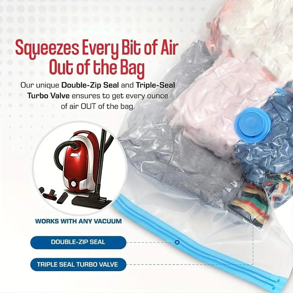 5'li Paket Vakumlu Saklama Torbaları, Yorgan ve Battaniyeler İçin Yer Tasarrufu Sağlayan Sıkıştırmalı Çantalar, Mühürleyici Giysi Seyahat Paketleme Düzenleyici