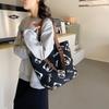 Black Green Brown White Panda Canvas Tote Bag With Large Capacity