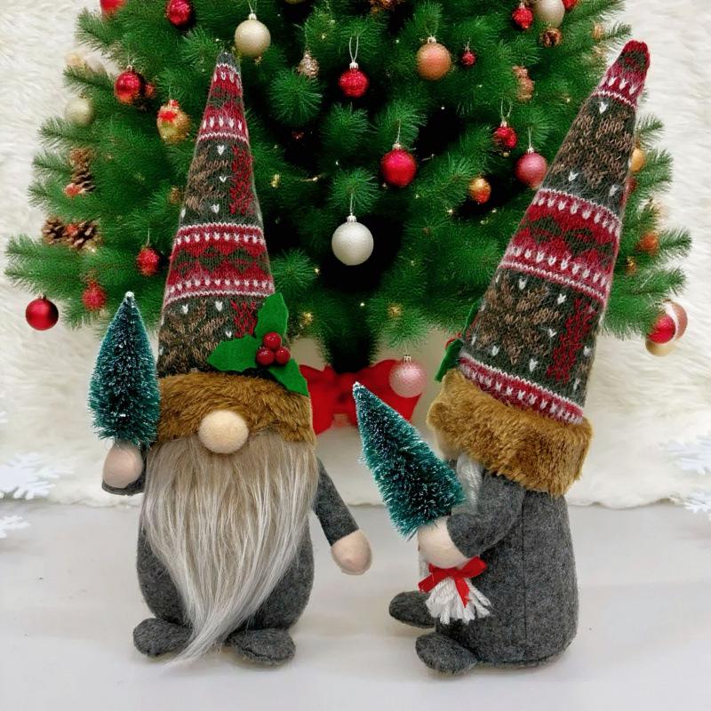 Christmas New Year Gnome Figurines: Creative Country Forest Faceless Old Man Ornaments