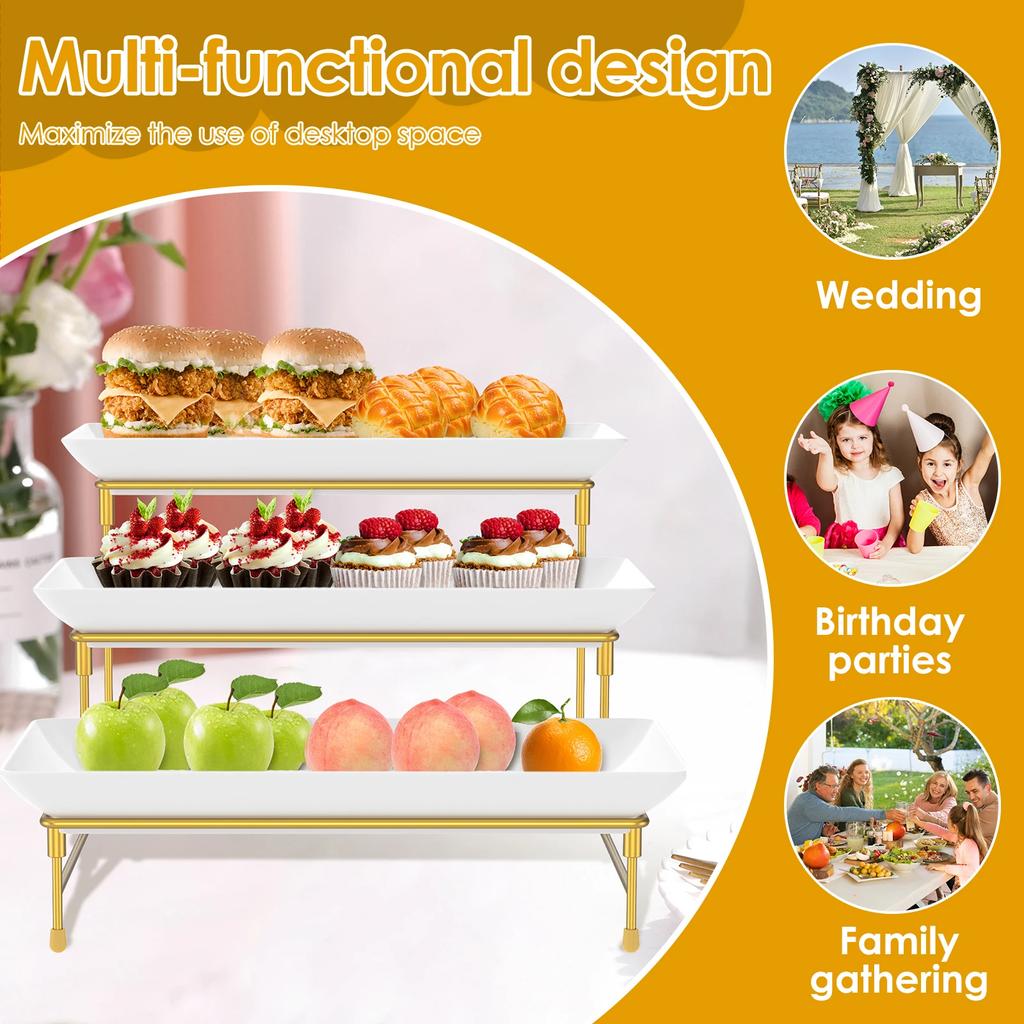 3 Tier Serving Stand Set Fruit Dessert Display Tray Cupcake Tier Stand for Home Party Wedding Display Tray