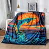 1 Stück Leichtgewichtige Flanelldecke mit Delfin-Aufdruck, Bequeme und Warme Decke, für Camping, Sofa, Bett und Couch, Büro, für Alle Jahreszeiten
