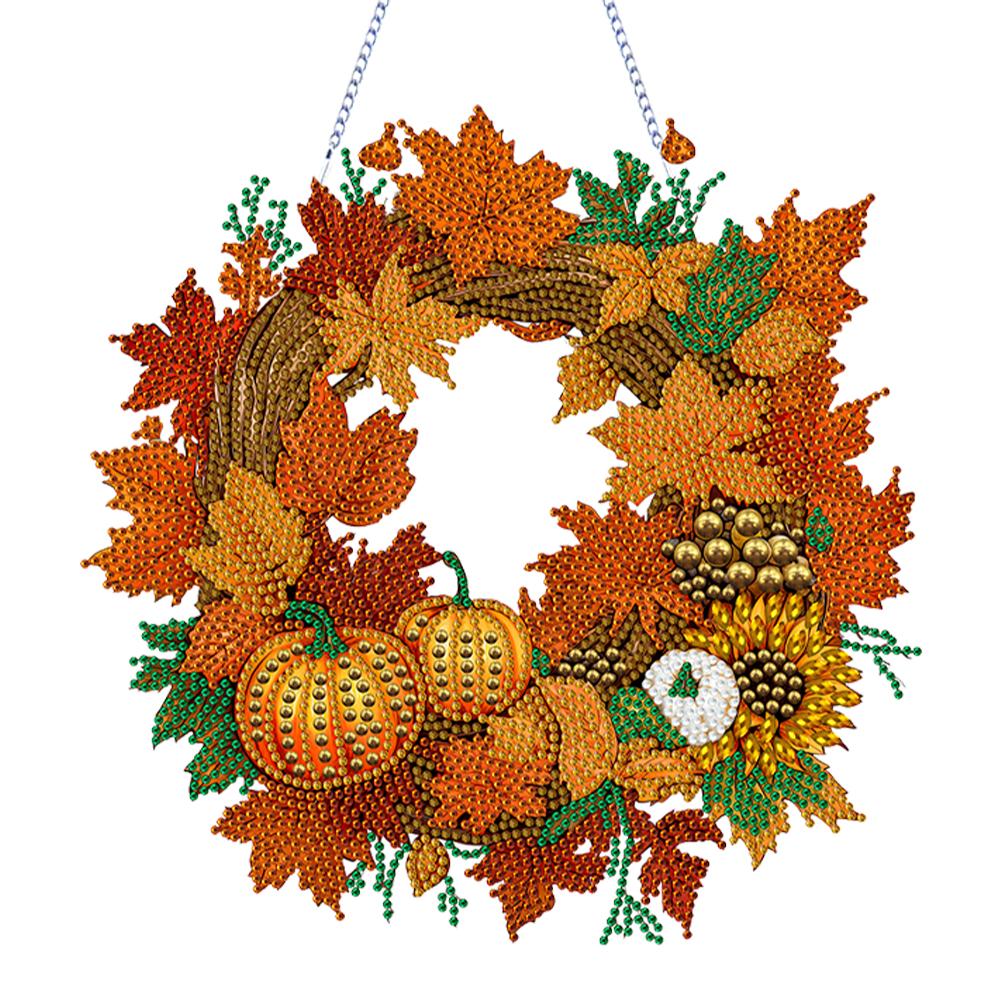 Special Shaped Diamond Painting Wall Decor Wreath Autumn Pumpkin Christmas Spot Drill Garland for Home Window Door Decor Gift