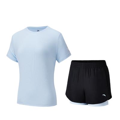 Einfacher Rundhals Pullover Kurzarm Sport Einfach Bequem Shorts Set Damen Sets 962527205-4