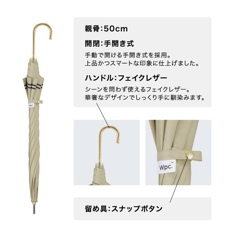 Sun Blackout Sailor Light UV UPF Heat Suitable for Rain or Long Umbrella for and Stylish and Cute for Product [2025] Wpc. Umbrella, Style, Navy, 100%