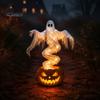 Spooky Garden Stake Lights Halloween Swirling Ghost Pumpkin Yard Lamp, Lighted Resin Lawn Figures Statue, Warm LED Outdoor Decoration for Porch