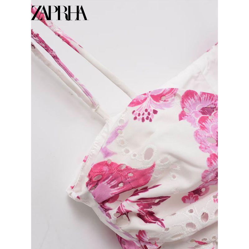 Zaprha 2025 New Sexy Sweet Cutout Embroidered Printed V-neck Strap Tops Female Outwear 2157048