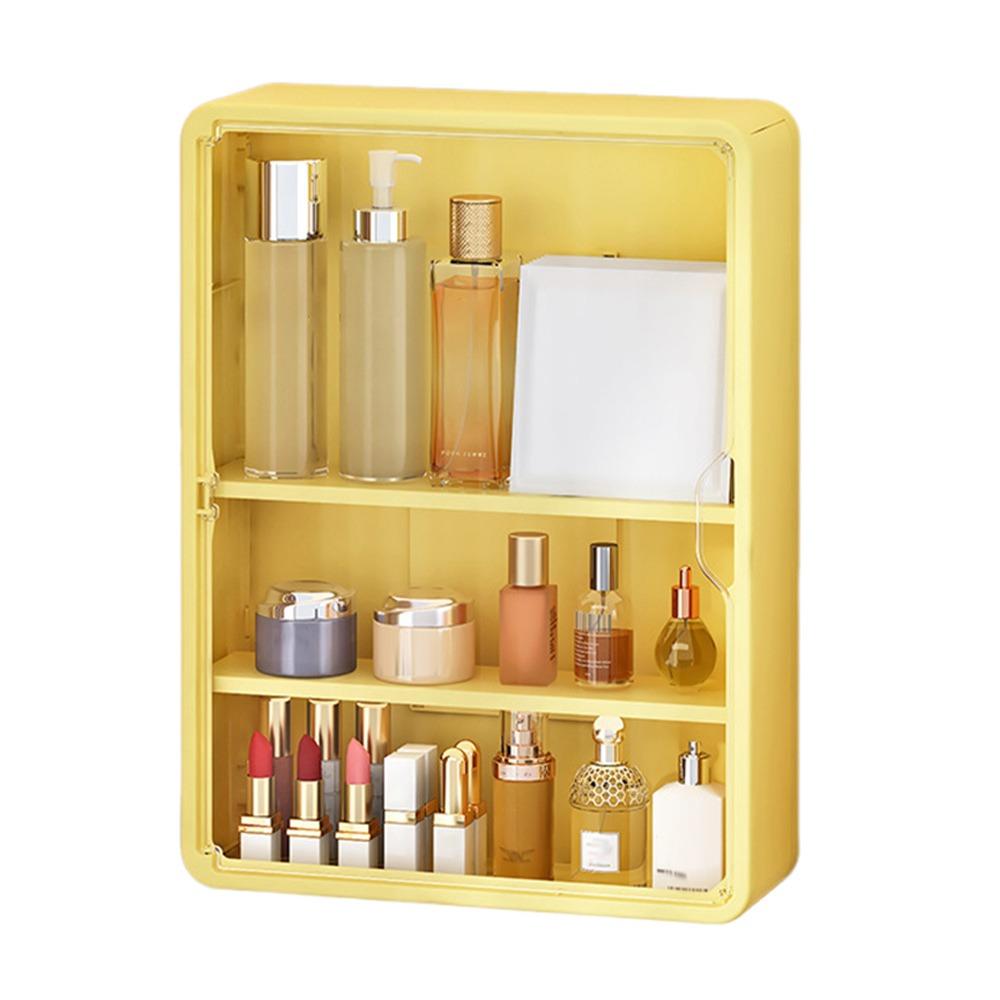

Настенные витрины для косметики Водонепроницаемый ящик для хранения косметики Контейнер для ухода за кожей Ванная комната Yellow-L