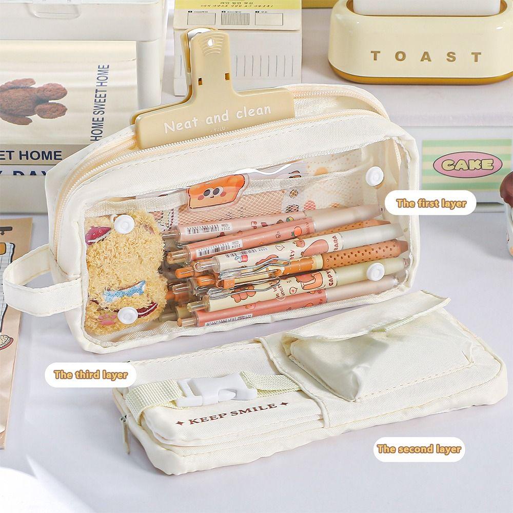 Detachable Pencil Case 3-in-1 Pen Pouch Durable Pen Bag  Students Gift