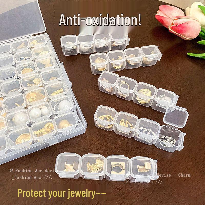 Clear Multi-Compartment Jewelry Box: Dustproof, Detachable, Portable Earring & Nail Art Storage