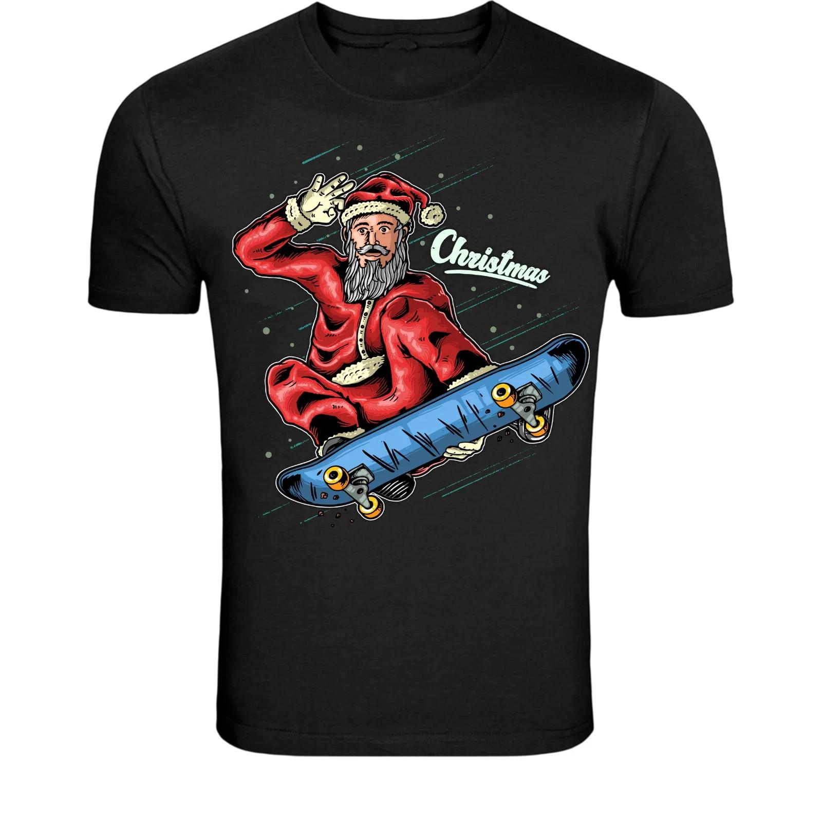 Santa Skateboard Christmas T-Shirt - Cool Skater Santa Graphic Tee XXXL