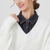 Women's Blue Washed Denim Collar Simple Half Shirt Style Fake Collar Versatile Decoration Detachable Pointed False Collar