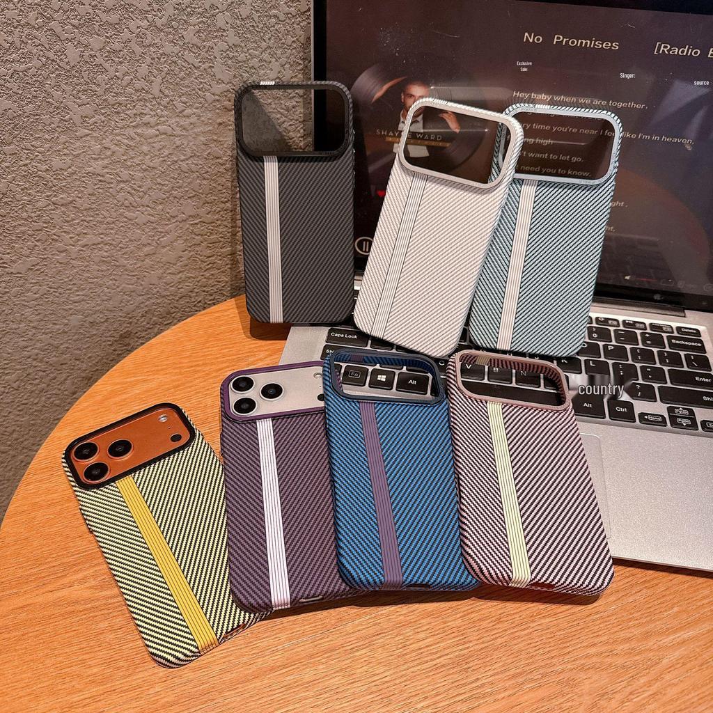 Apple 17 Pro Max Minimalist Carbon Fiber Texture iPhone 16 Case, Skin-Feel, Large Hole, Fashionable Protective Hard Shell