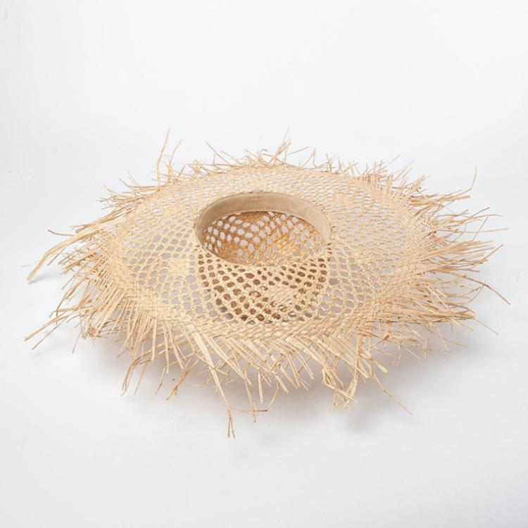Summer Straw Hat Hollowed Out Women's New Beach Hat Photo Sun Hat Women's Large Eave Casual Solid Color Fringed Lafite Straw Hat