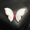 Temperament Niche Micro-inlaid Zircon Natural White Fritillary Butterfly Brooch Red Inlaid Stone High-end Insect Pin Women's