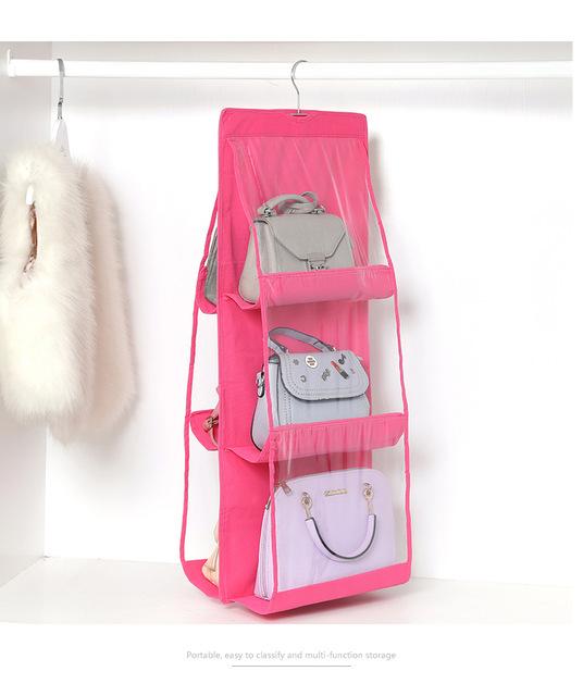 New 68 Pockets Shelf Tote Rack Bag Clear Hanging Purse Handbag Organizer Storage Holder Wardrobe Closets 1240₽