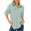 Womens Fishing Shirts Uv Block Quick Dry Long Sleeve Cargo Shirts Breathable Mesh Outdoor Trekking Hiking Blouses