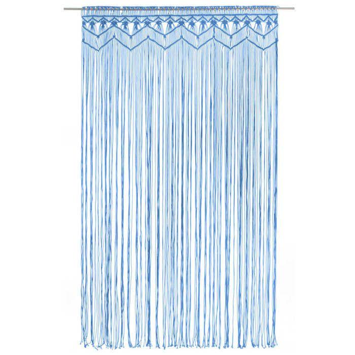 VidaXL Rideau Séparateur de Pièce Store de Fenêtre Rideau de Porte Rideau de Fenêtre Maison Vitrine Intérieur Macramé Bleu 323988