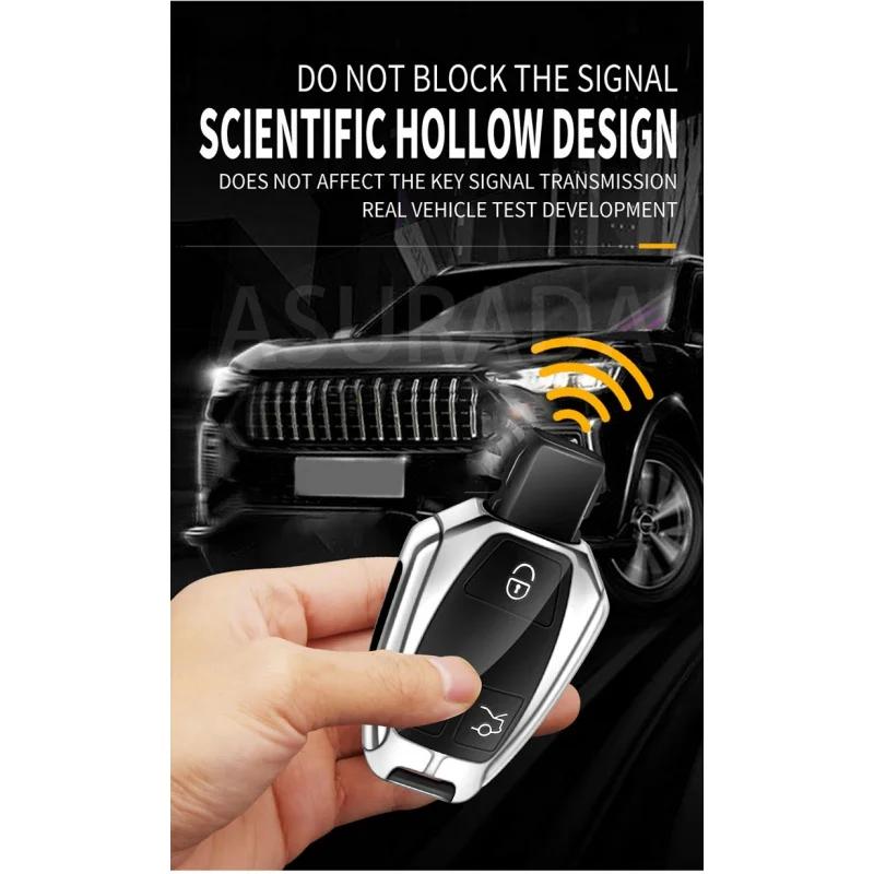Auto TPU Zinc Alloy Key Case Bag For Mercedes Benz W204 Logo Car Key Chain Car Metal Key Shell Interior Decoration Accessories