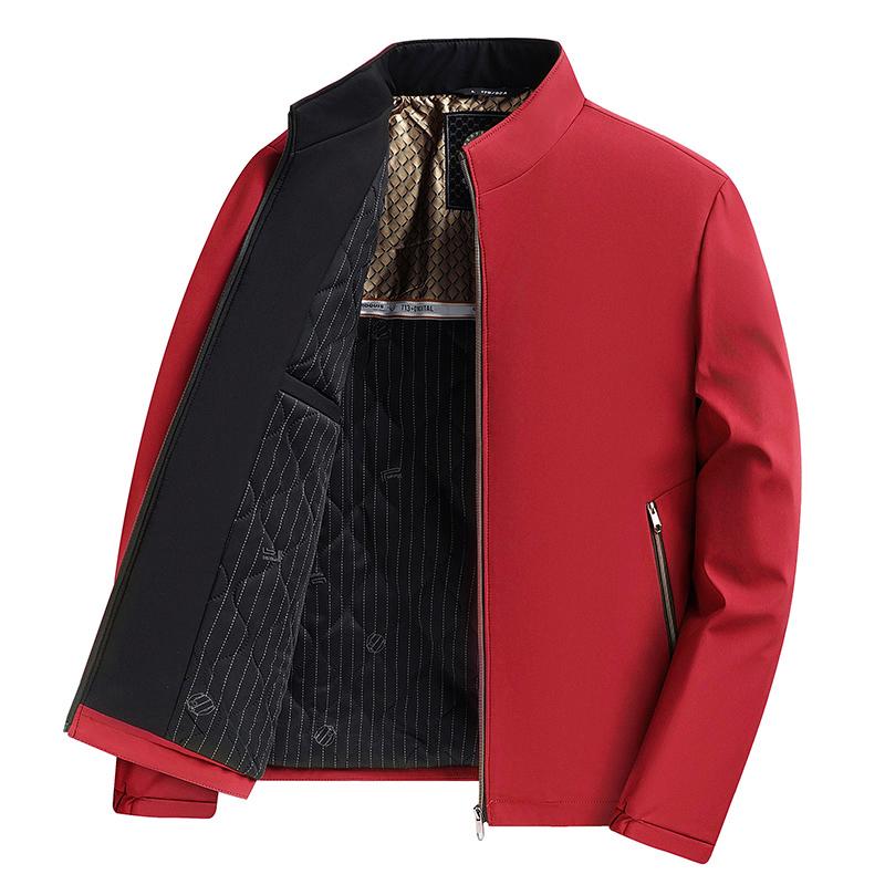 Solid Color Zipper Pocket Long-sleeved Cardigan Men's Stand Collar Jacket Autumn and Winter Coat Fashion Top