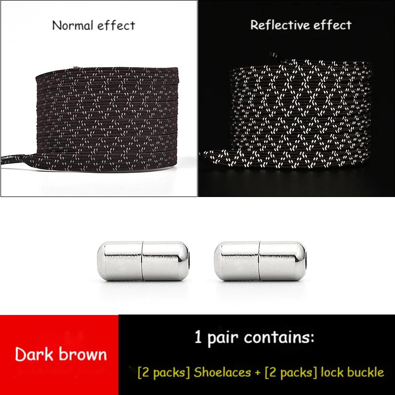 1Pair Reflective Elastic Shoelaces Without Ties for Sneakers No Tie Shoe Laces Kids Adult Quick Flat Shoe Lace Rubber Shoestring