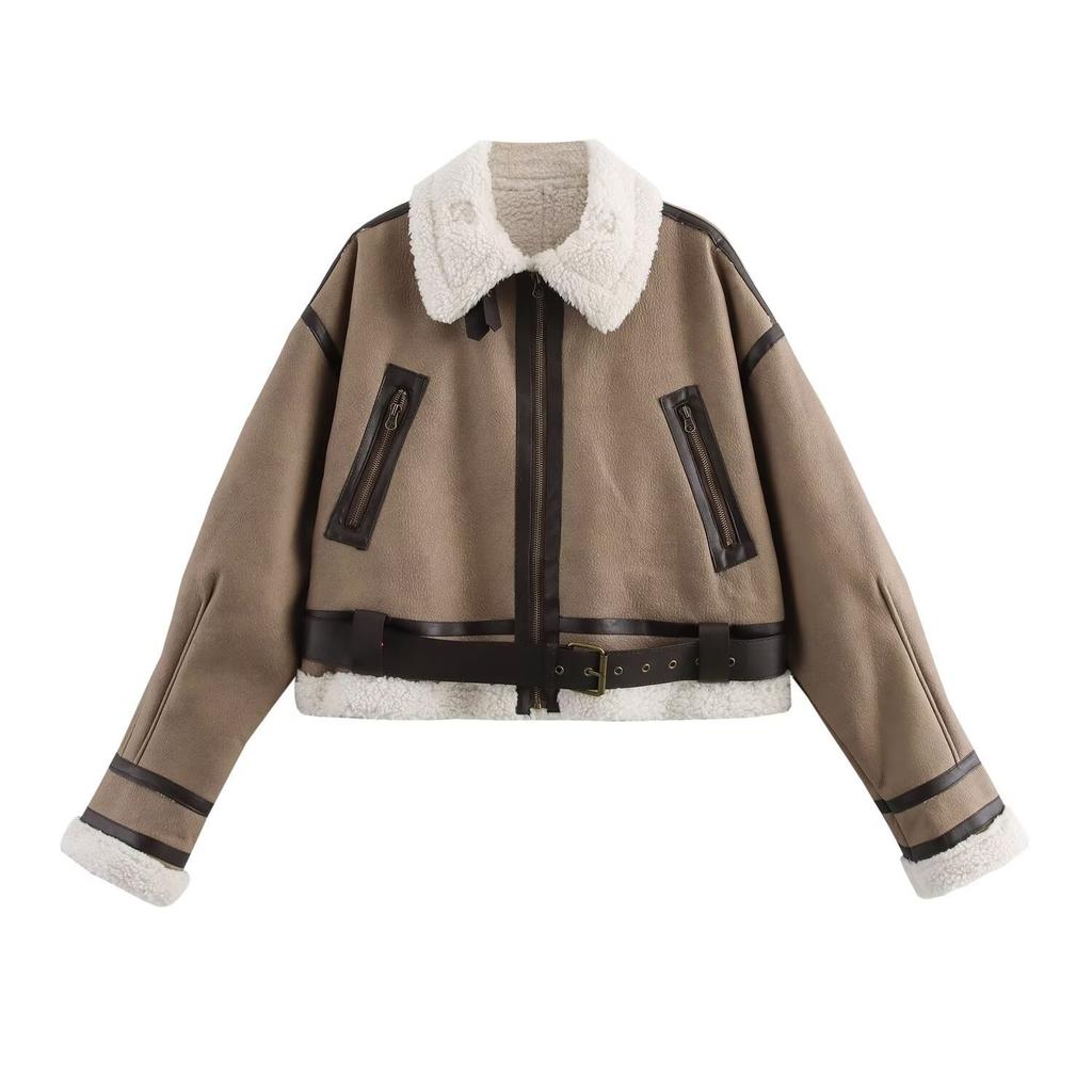 European and American style, new women's clothing, fashionable, versatile, retro fur integrated short jacket