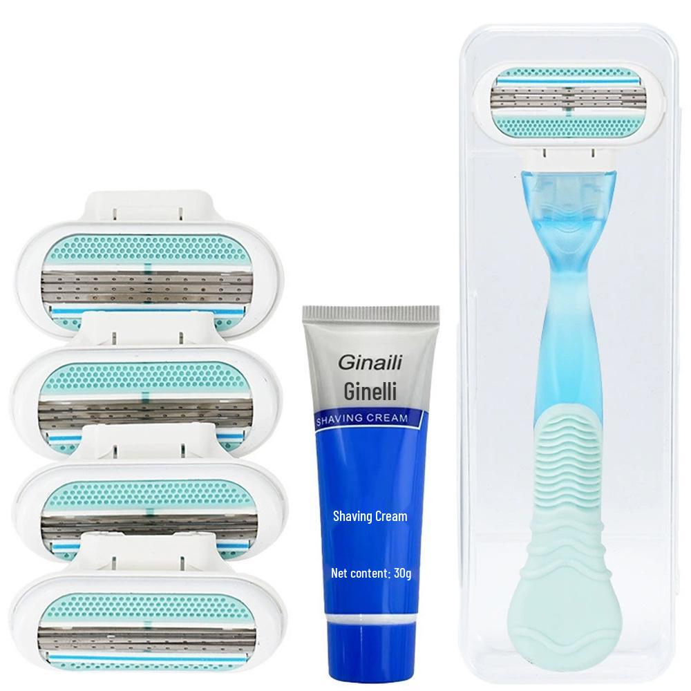 Premium Women's Manual Razor with Three-Layer Anti-Scratch Ultra-Thin Blade for Underarm and Leg Hair Removal