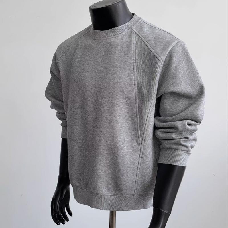 

Men s Retro Solid Color Patchwork Hoodie - Casual Autumn Business Top 3XL сірий колір