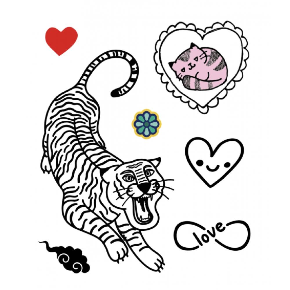 

TeenyTiger Cute Tiger Tattoo Sticker That Can Be Attached Without Water Or scissOrs NONE