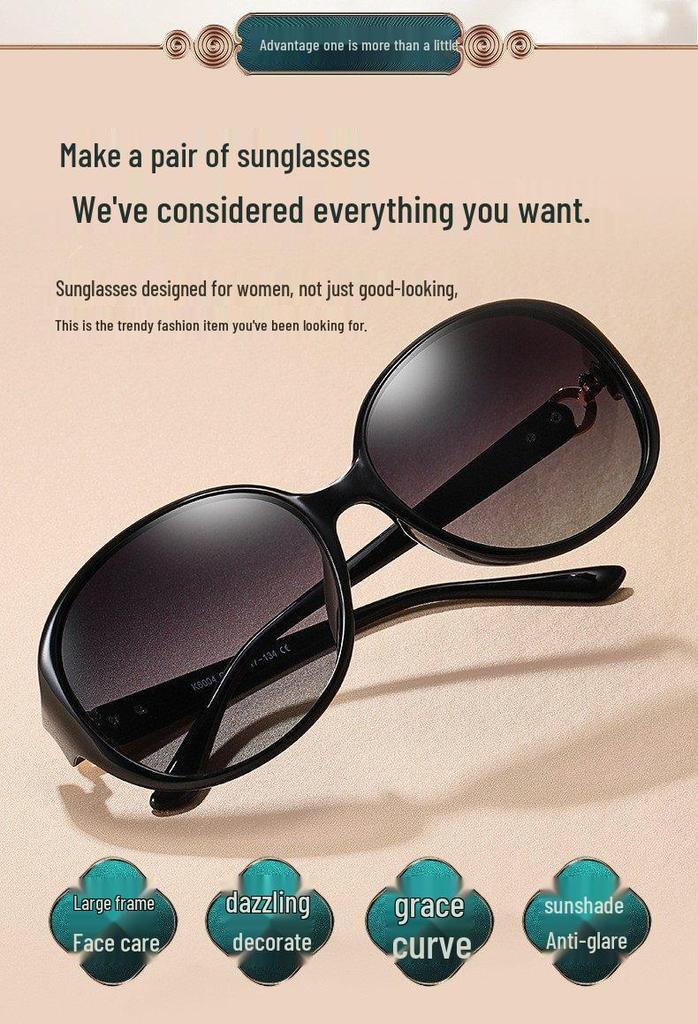 Women's Polarized Rhinestone UV Protection Sunglasses - Stylish Large Frame
