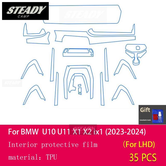 Per BMW U10 U11 X1 X2 Ix1 Console Centrale Interno Auto Pellicola Protettiva Trasparente in TPU Pellicola Riparatrice Antigraffio PPF Refit