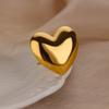 Cute Heart Chunky Stainless Steel Rings for Women Gold Open Adjustable Vintage Wedding Ring Aesthetic Jewelry Accessories
