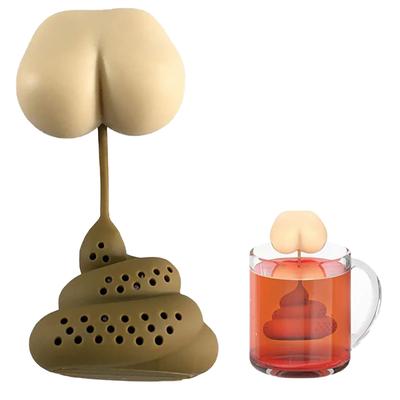 Silikon Tee-Ei Kreative Neuheit Kacka-Form Wiederverwendbar Lustig Kräuterteebeutel Kaffeefilter Diffusor Sieb Teezubehör