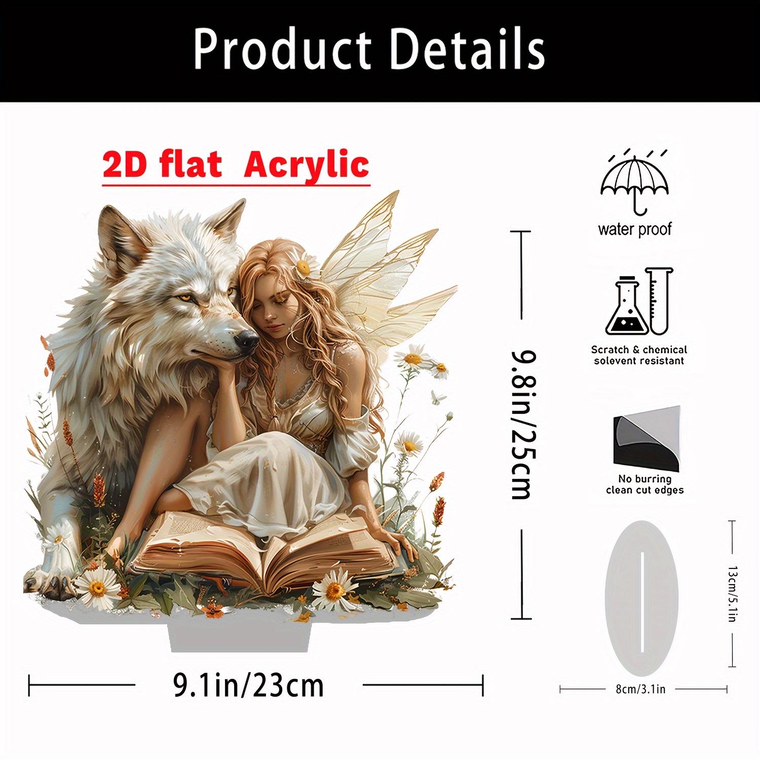 

Акриловая фигурка Фея Духа и Волк-Хранитель 7 дюймов 2D с цветной печатью Декор для рабочего стола Стиль рококо Привлекательный дом Изысканные подарки 2pcs