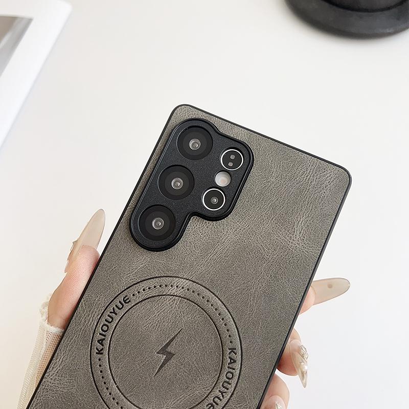 For Samsung S26 Fashion Leather Shockproof Cases For Samsung Galaxy S26 Plus Magnetic Wireless Charging Cover S26 Ultra Shell