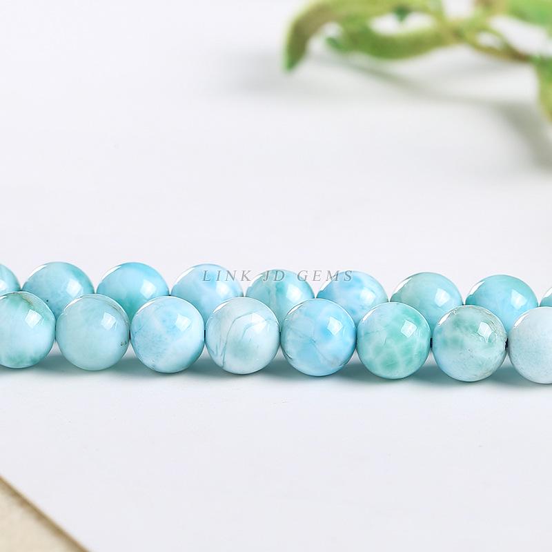 Jingde Jewelry Natural Larimar Round Beads - Semi-precious Sea Pattern Stones for DIY Jewelry Accessories.