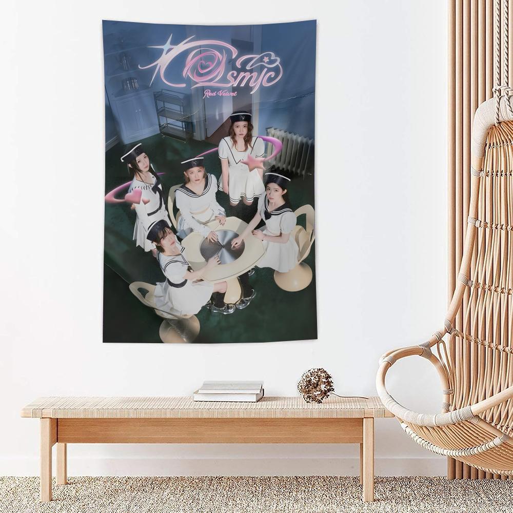 Kpop Band Rred Velvet Tapestry Microfiber Wall Hanging For Bedroom Living Room Decor Outdoor Festival Garden Bar Background