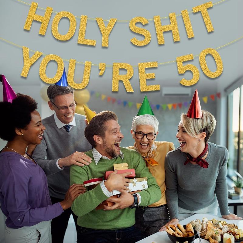 50th Birthday Decorations Banner for Women Men Gold Glitter Paper Party Elegant Decoration Adults Hanging Garland Supplies