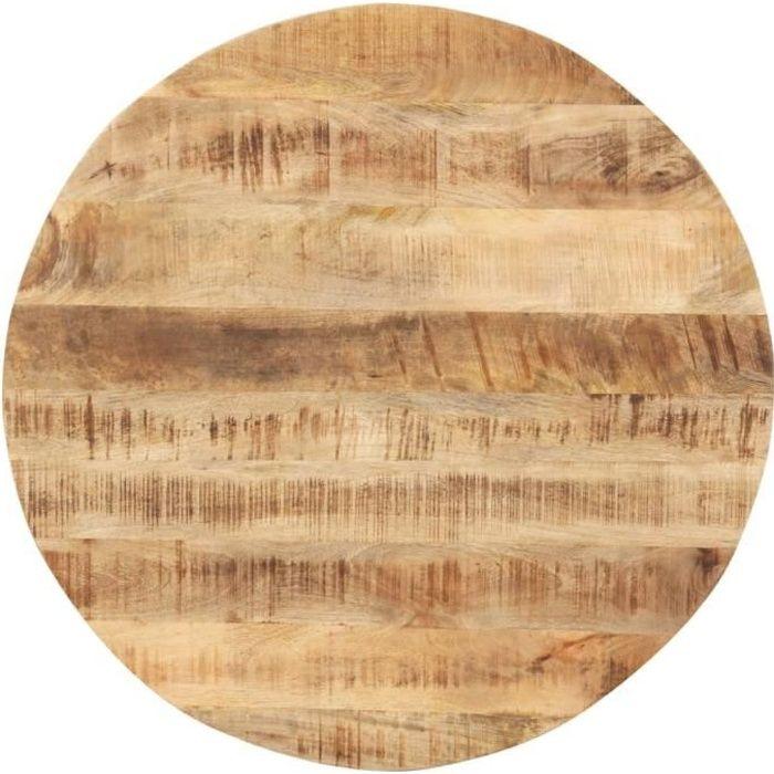 Dessus de table Bois de manguier solide Rond 15-16 mm 60 cm