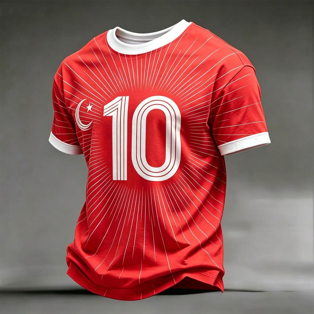 Men's Casual Crew Neck Short Sleeve Pullover T-Shirt Football Print World Cup Fan Apparel Turkey 2026 Supporter Top