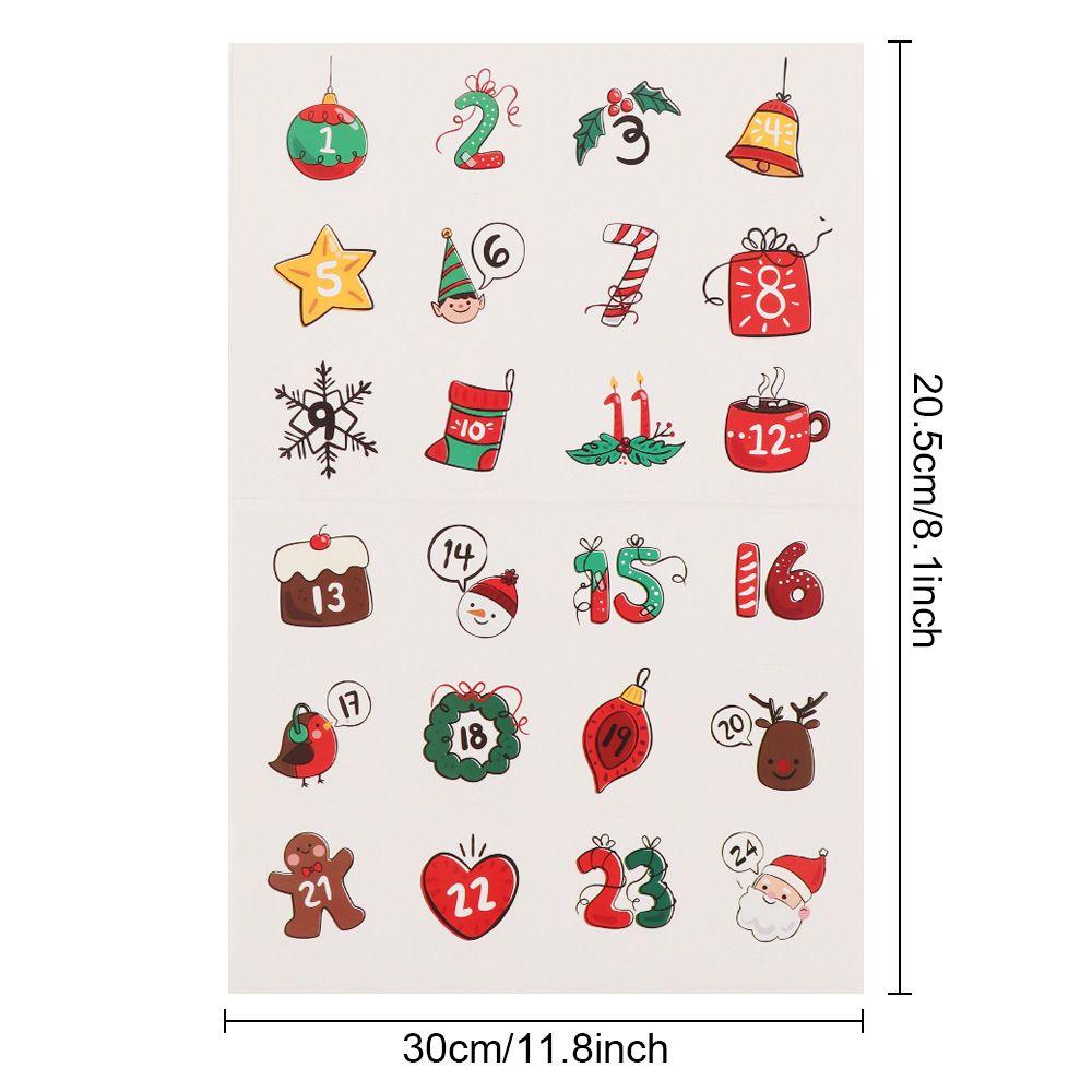 Weihnachtsdekoration Selbstklebend Adventskalender Zahl Papieraufkleber Verpackungsetiketten Weihnachtsetikett