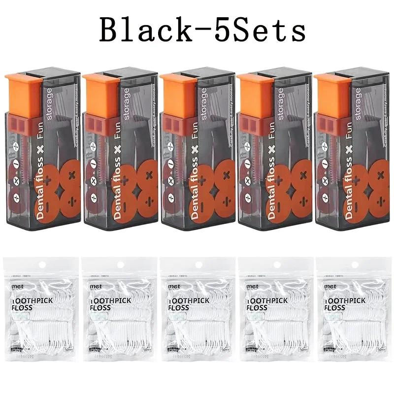 1-10Sets Portable Floss Holder Automatic Ejectable Includes 10Pcs Floss Organizer Press-on Carry-on Disposable Flossing Sticks