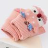 Winter Warm Mittens Cartoon Design Clamshell Half Finger Gloves Kids Fingerless Gloves Children Christmas Gloves Plush Gloves