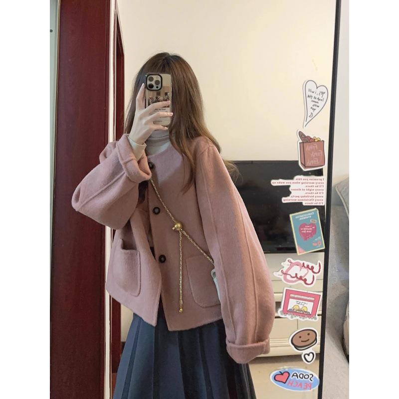 Women's Korean Style Woolen Coat: Autumn/Winter, New Small Fragrance, Velvet-Lined, Thick, Short Suit.