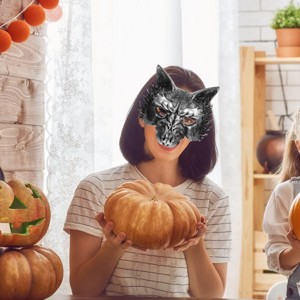 Realistische Vintage Wolfsmaske Halbgesicht Tier Maskerade Kostüm für Halloween Party Cosplay Erwachsene Dekorative Masken Maskerade