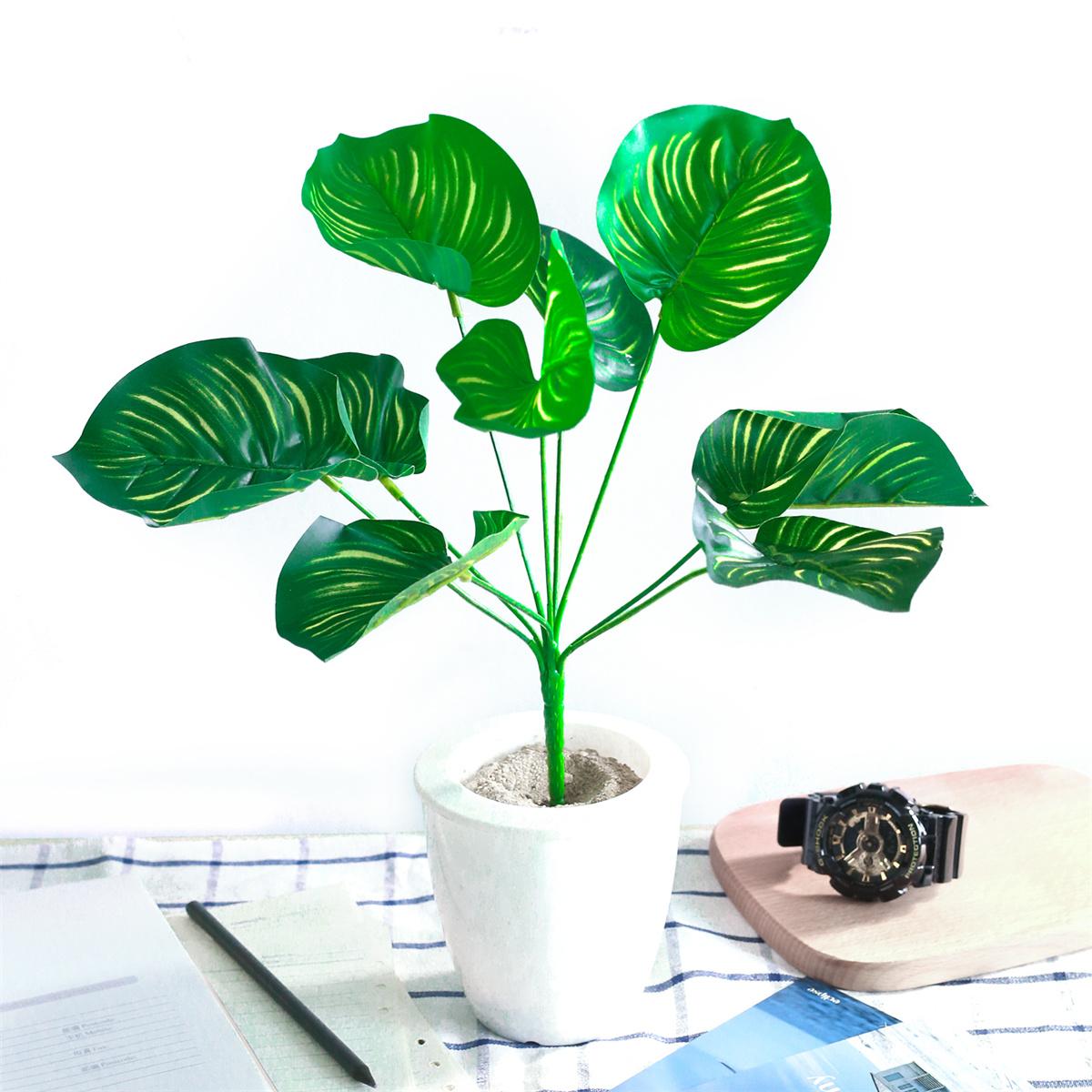 

9/18 Fork Summer Monstera Artificial Silk Turtle Leaf Tropical Palm Leaves Garden Yard Home DIY Wedding Party Decoration 1/5Pcs 1Pc